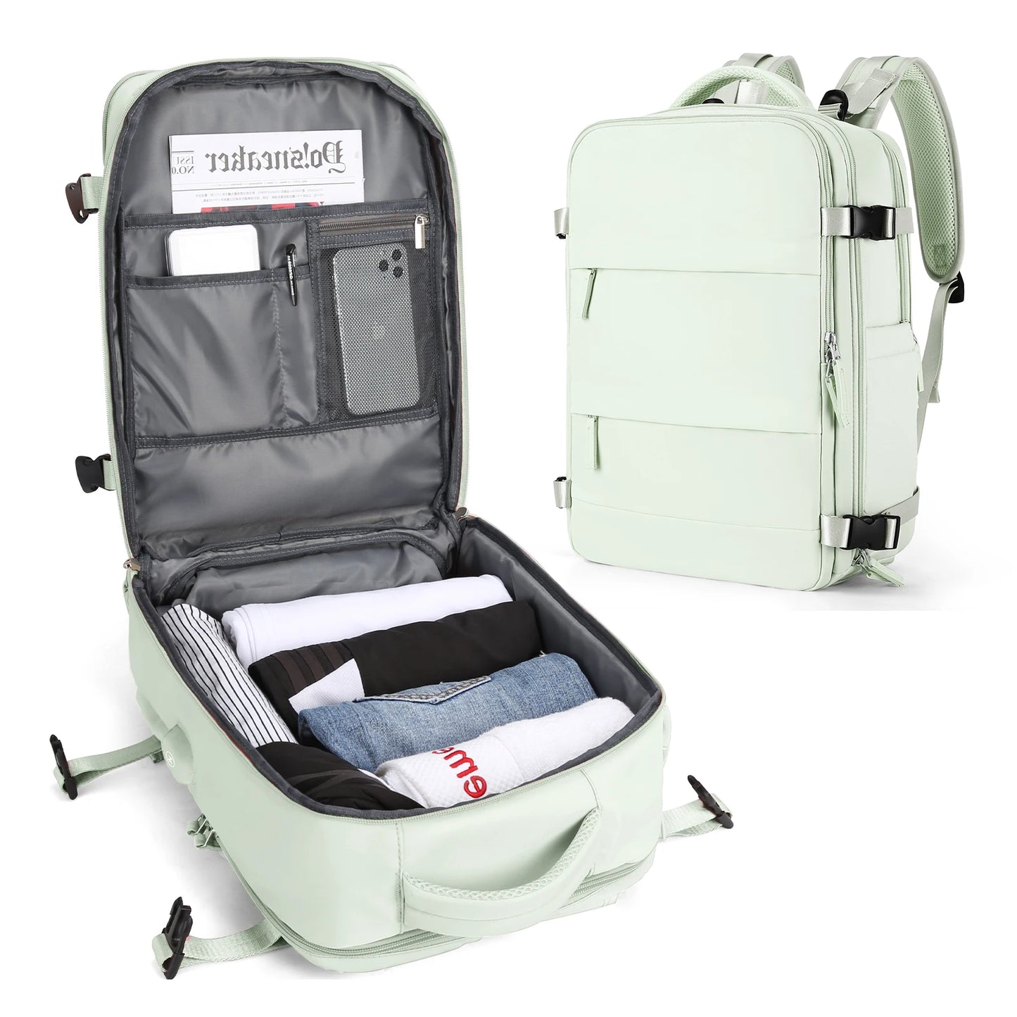Zaino da viaggio capiente impermeabile per laptop, bagaglio a mano da cabina uomo/donna
