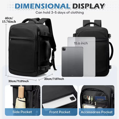Zaino da Viaggio 40x20x25 cm - Bagaglio a Mano con Scomparto Laptop 15.6" - Cabyno