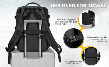 Zaino da viaggio capiente impermeabile per laptop, bagaglio a mano da cabina uomo/donna