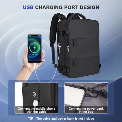 Zaino da viaggio capiente impermeabile per laptop, bagaglio a mano da cabina uomo/donna