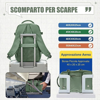 Zaino da Viaggio 40x20x25 cm - Bagaglio a Mano Leggero e Compatto - Cabyno