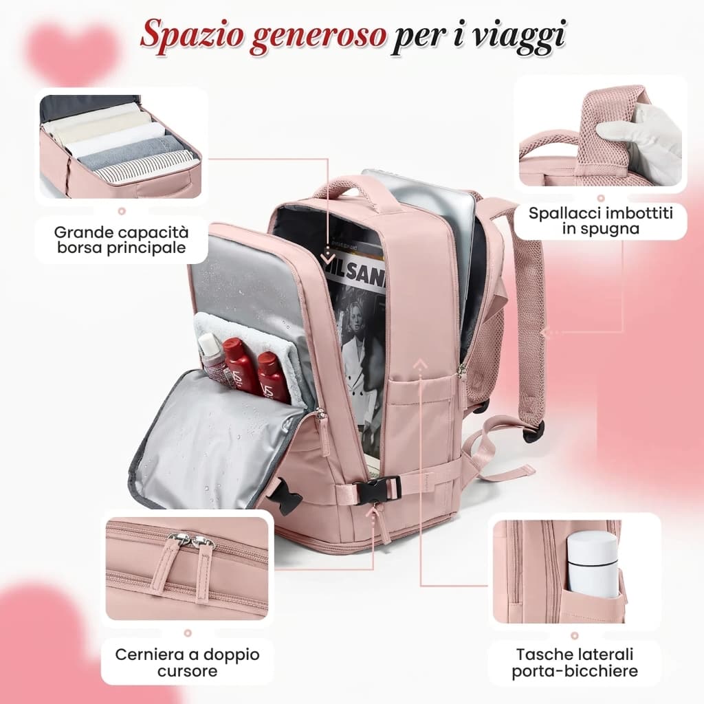 Zaino da Viaggio 40x20x25 cm - Bagaglio a Mano Ottimizzato e Compatto - Cabyno