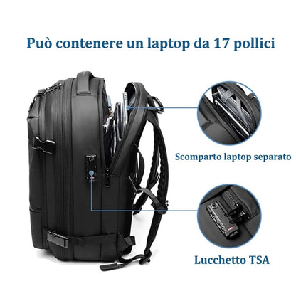 Zaino da viaggio sottovuoto 40L bagaglio a mano – zaino cabina con compressione e scomparto laptop