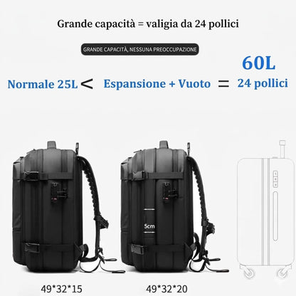 Zaino da viaggio sottovuoto 40L bagaglio a mano – zaino cabina con compressione e scomparto laptop