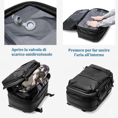 Zaino da viaggio sottovuoto 40L bagaglio a mano – zaino cabina con compressione e scomparto laptop