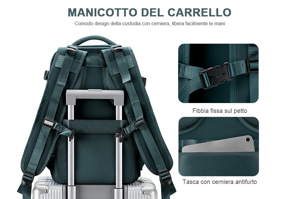 Zaino da Viaggio 45x36x20 cm - Bagaglio a Mano con Scomparto Scarpe - Cabyno