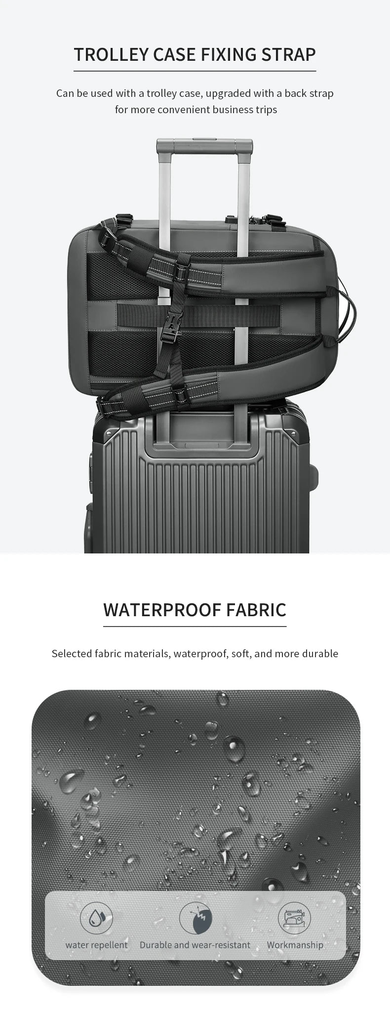 Zaino da viaggio sottovuoto 40L bagaglio a mano – zaino business con scomparto laptop 17