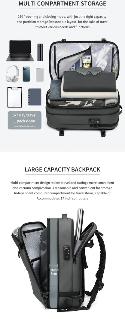 Zaino da viaggio sottovuoto 40L bagaglio a mano – zaino business con scomparto laptop 17