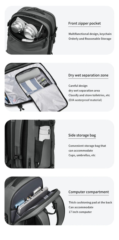 Zaino da viaggio sottovuoto 40L bagaglio a mano – zaino business con scomparto laptop 17